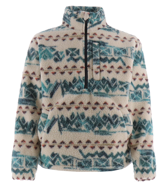 Billabong Fleecetrøje - Boundary Mock Neck - Hvid/Grøn/Rød