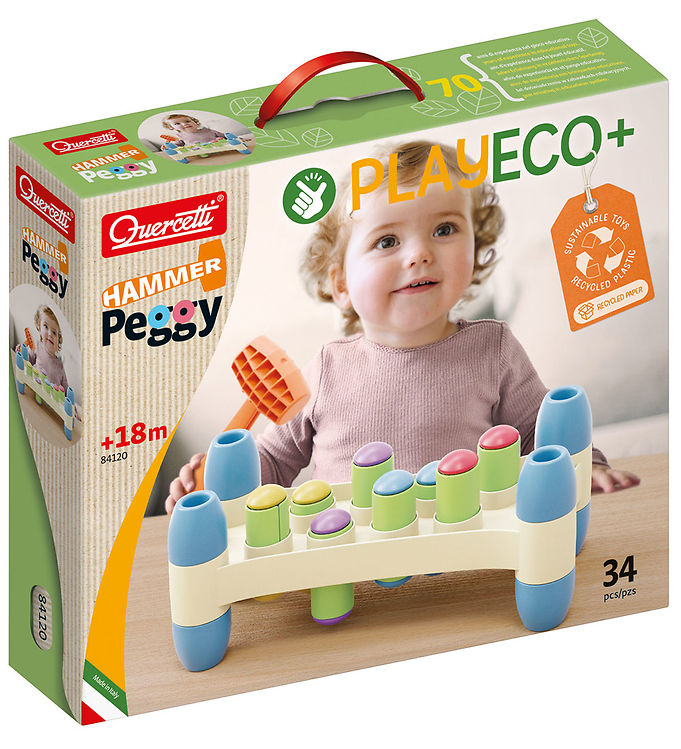 Quercetti Hammerbræt - PlayEco+ - 34 Dele - 84120