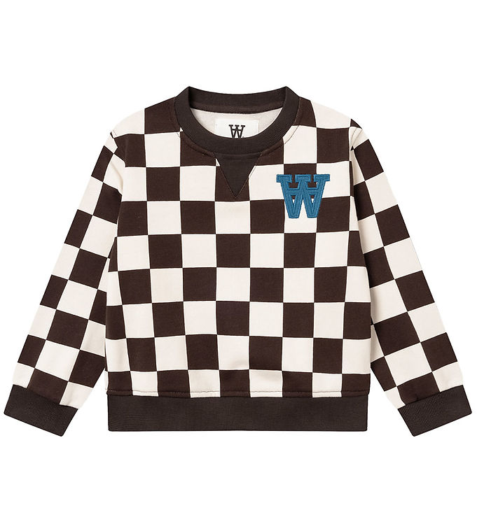 10: Wood Wood Sweatshirt - Rod Kids Checkered - Off-White/Black Coff