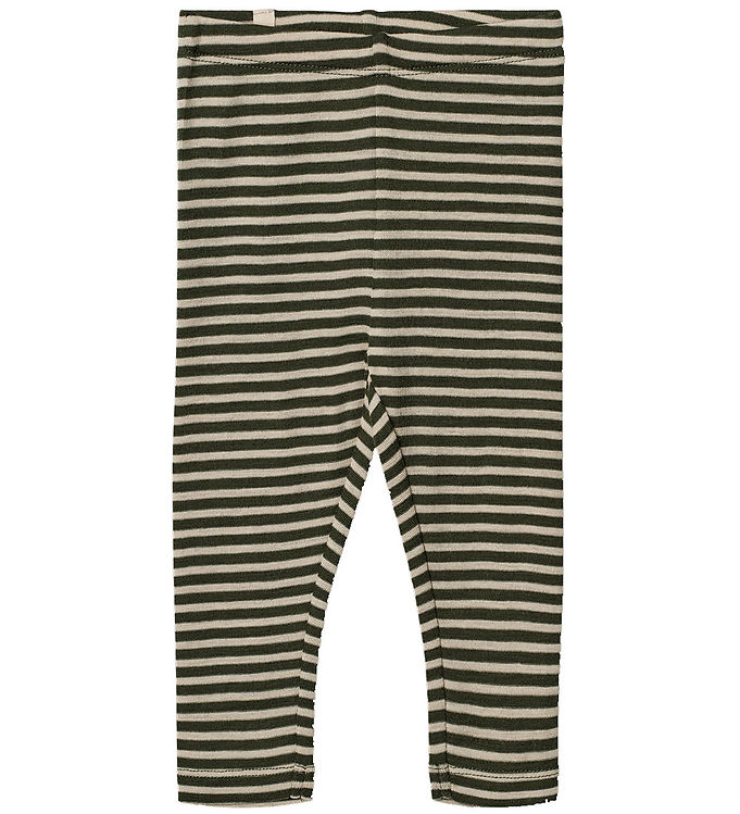 6: Wheat leggings - Uld - Green Stripe