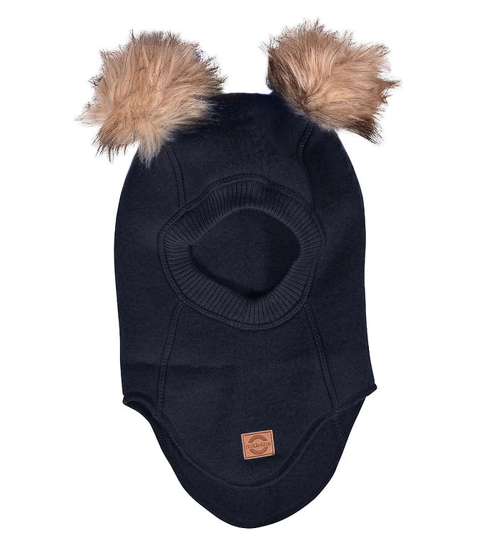 Uld elefanthue med pom pom - Blue Nights - 50/56