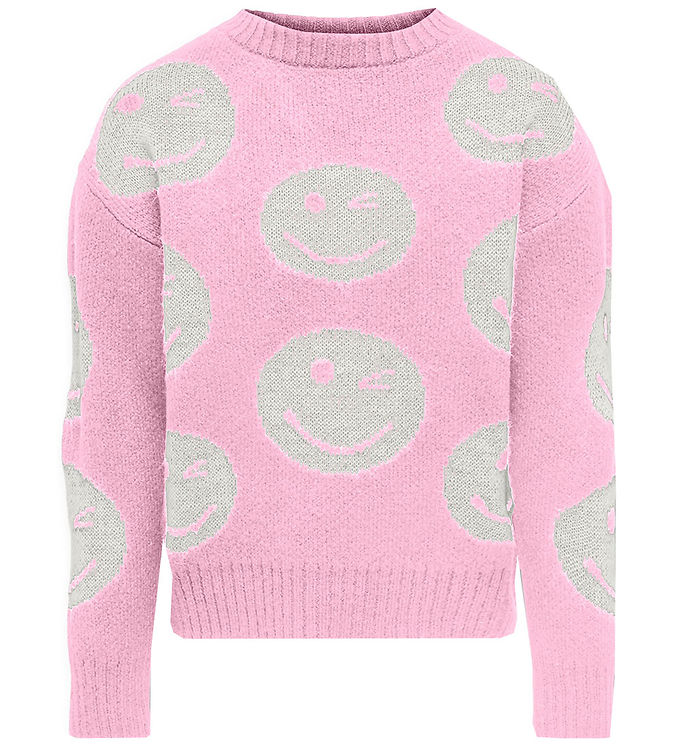 Kids Only Bluse - Strik KogWink Pink Lady/Cloud Dancer Smile female