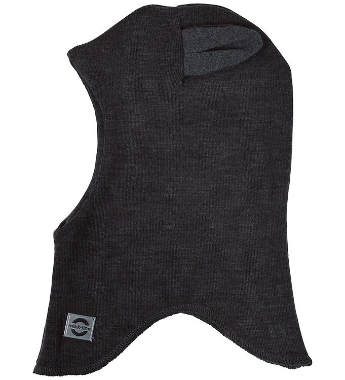 Mikk-Line Elefanthue m. Ører - Uld/Akryl - 2-lags - Dark Grey Me