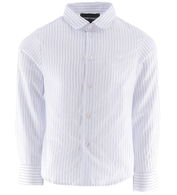 Emporio Armani Skjorte - Hvid/Blåstribet
