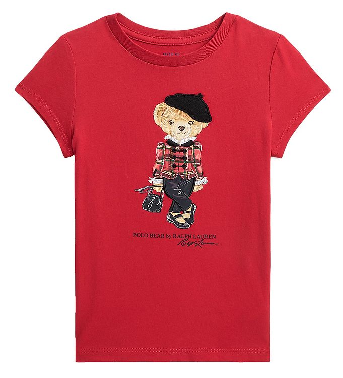 Polo Ralph Lauren T-shirt - Holiday - Rød m. Bamse