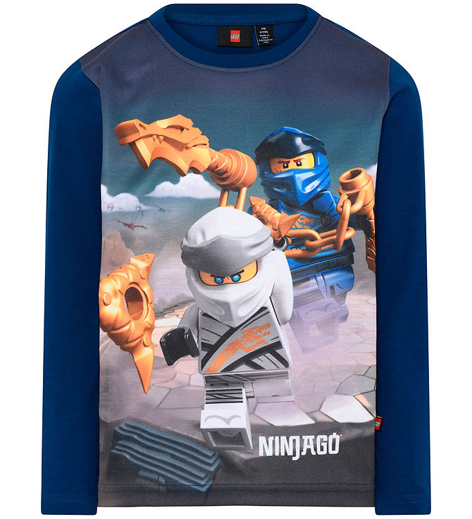 #3 - LEGO Ninjago Drenge Langærmet t-shirt - Dark Blue - 104