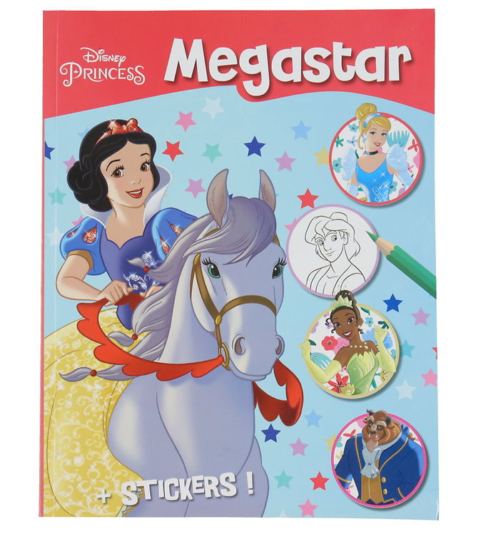 Megastar Malebog m. Klistermærker - 128 Sider - Disney Princess