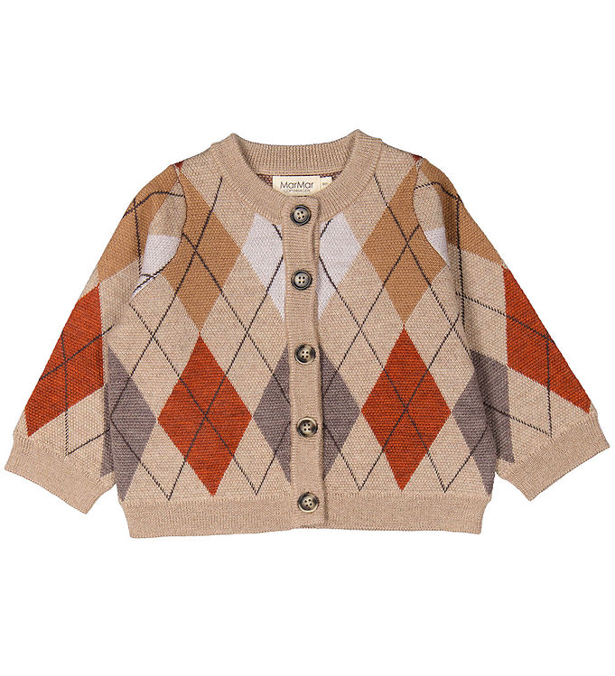 #2 - MarMar Cardigan - Strik - Uld - Tepe - Dark Beige Argyle