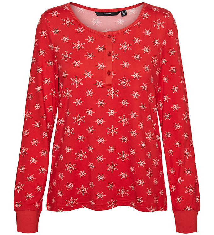 Vero Moda Girl Bluse - VmXmas - High Risk Red/White Snowflakes