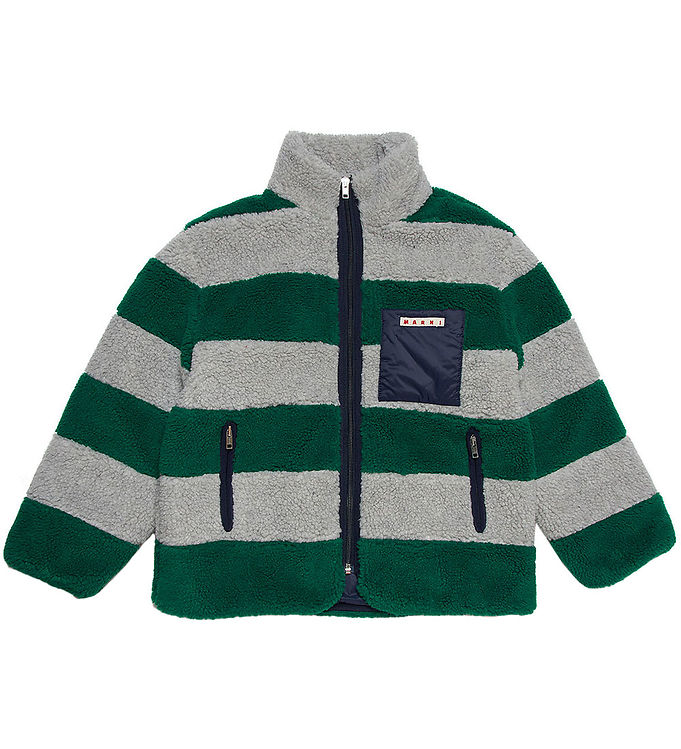 Marni Fleecejakke M. For Gråmeleret/grønstribet M. Navy
