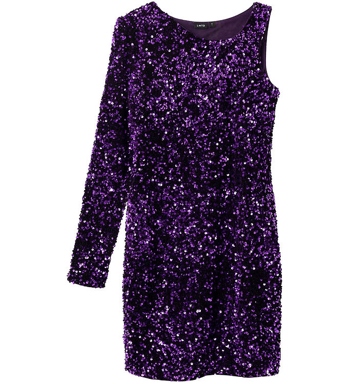 LMTD Kjole - NlfGlam - One Shoulder Dress - Electric Purple