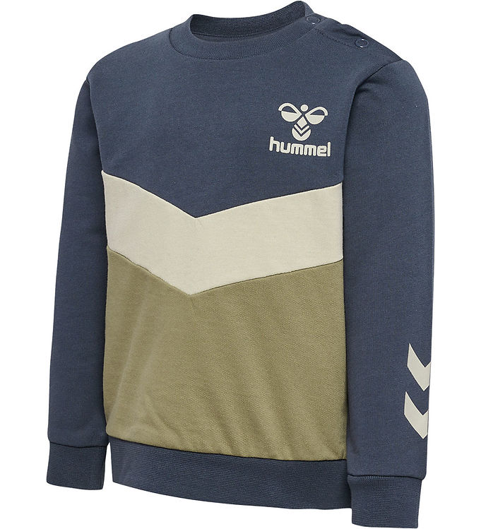 Hummel Sweatshirt - hmlSkye - Ombre Blue m. Støvet Armygrøn