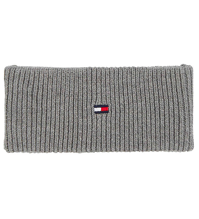 Tommy Hilfiger Pandebånd - Strik - Small Flag - Light Grey Heath