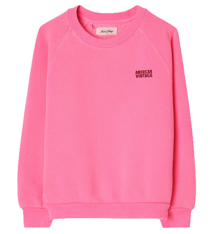 American Vintage Sweatee Shirt Col Rond Rose Fluo
