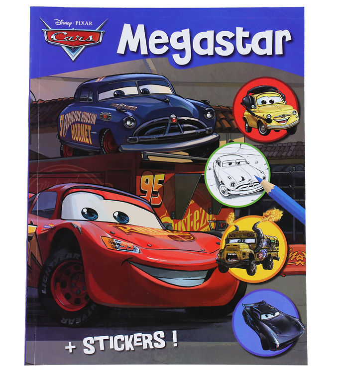 Megastar Malebog m. Klistermærker - 128 Sider - Biler