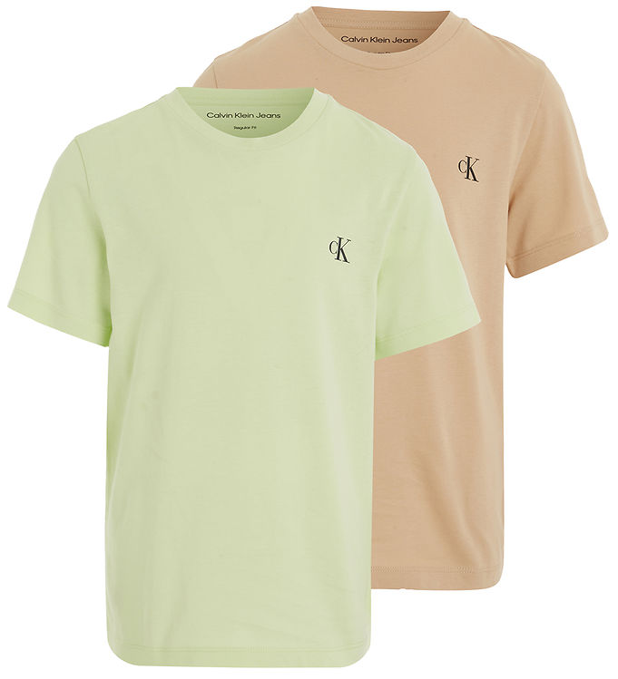 Calvin Klein T-shirt - 2-pak - Monogram - Exotic Mint/Warm Sand