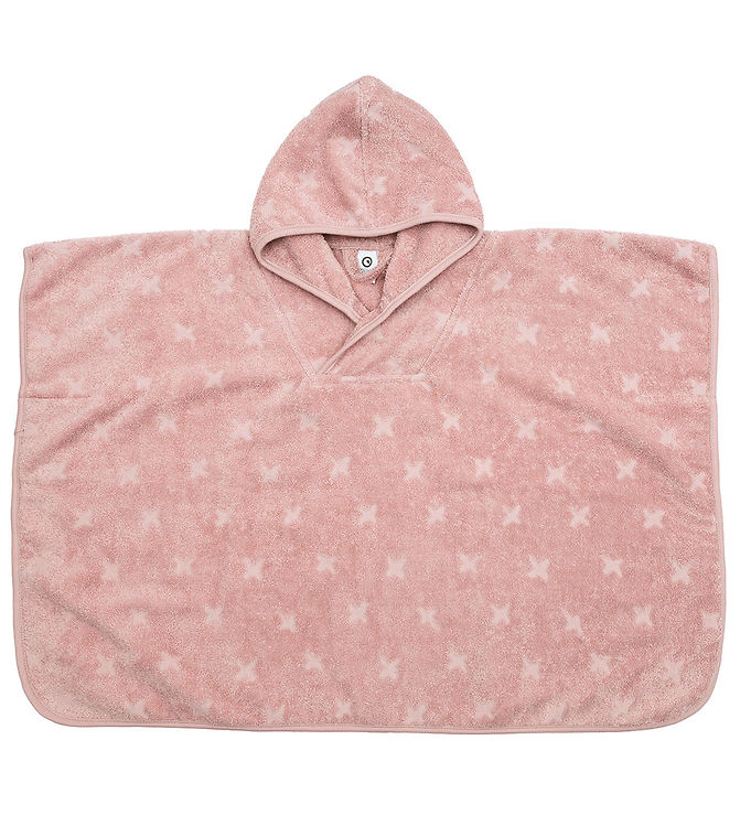 5: Frotté Poncho med hætte - rose sugar 92-104