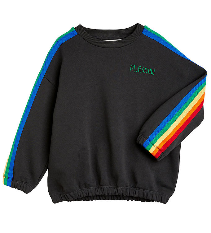 6: Mini Rodini Sweatshirt - Rainbow Stripe - Sort