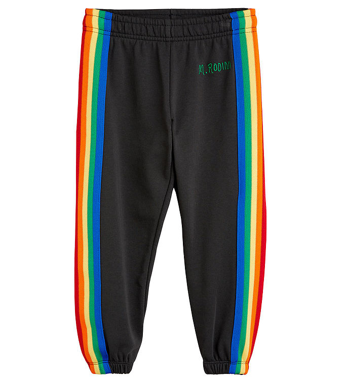 9: Mini Rodini Sweatpants - Rainbow Stripe - Sort