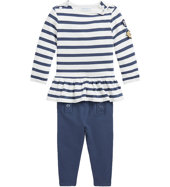 6: Polo Ralph Lauren Bluse/Leggings - Navy/Hvid