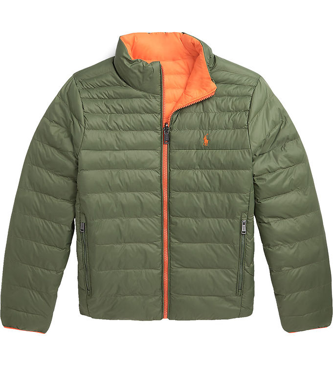 10: Polo Ralph Lauren Dynejakke - Vendbar - Army/Orange