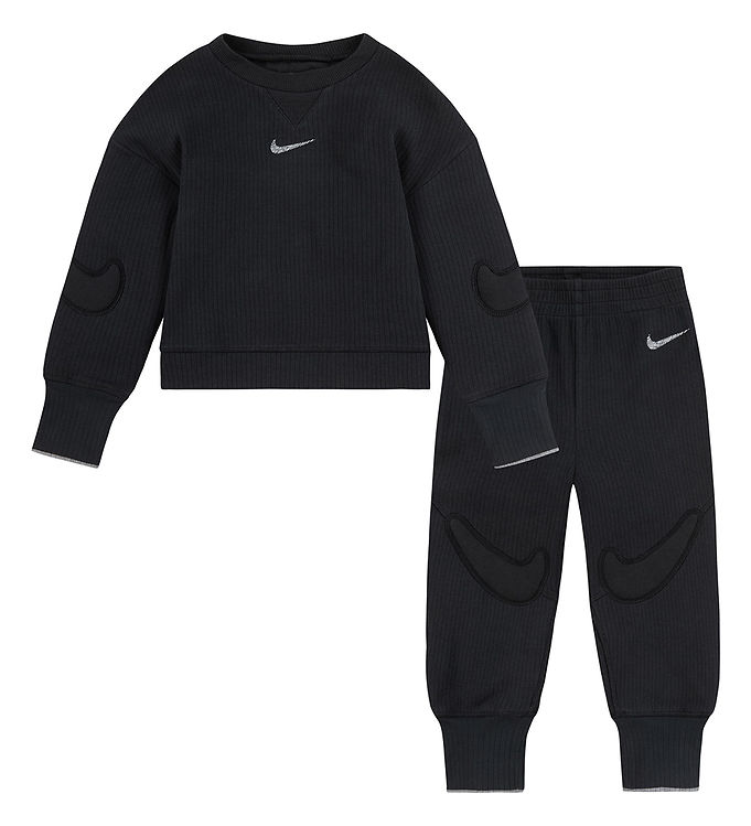 9: Nike Bluse/Bukser - Rib - Sort m. Logoer