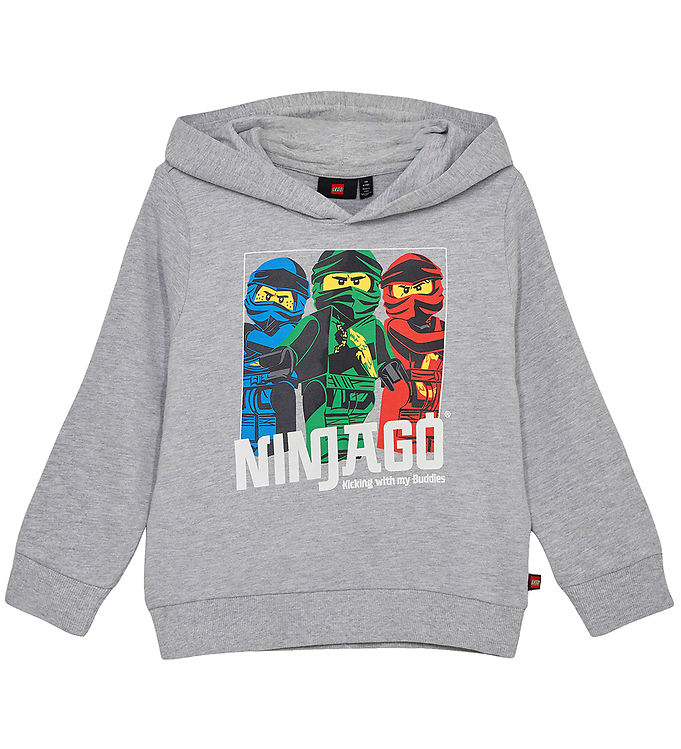 6: LEGOÂ® Ninjago Hættetrøje - LWScout 102 - Gråmeleret m. Ninjaer