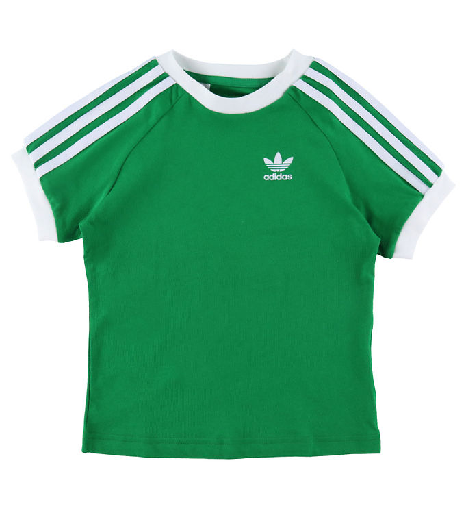 adidas Originals T shirt 3 Stripes Gron Hvid Fragtfri i DK