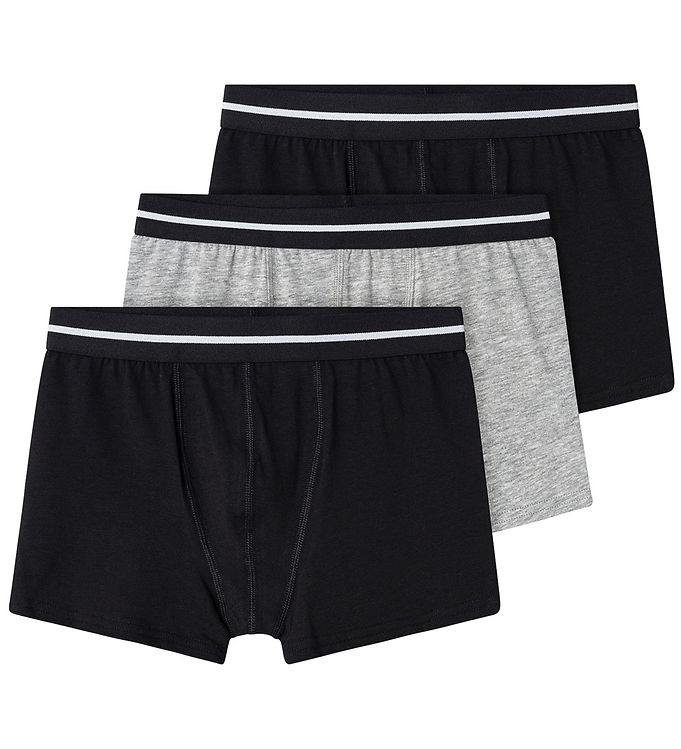 Name It Boxershorts 3 Pak Sort Grå Til Drenge 158-164