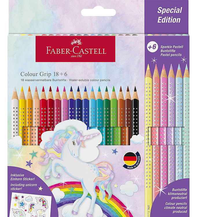 Faber-Castell Farveblyanter - Trekantet - Grip Unicorn - 18+6 st