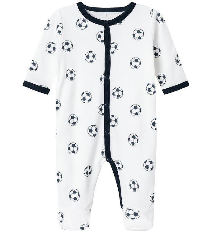 #3 - Name it Bright White Football Natdragt med Fødder Noos