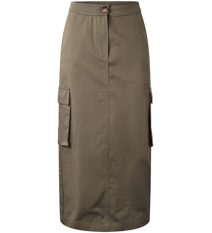 12: Hound Nederdel - Long Cargo Skirt - Army Green