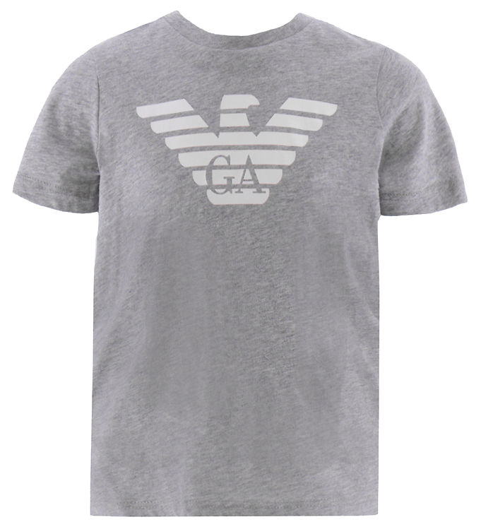 Emporio Armani T-shirt - Gråmeleret/Hvid m. Logo