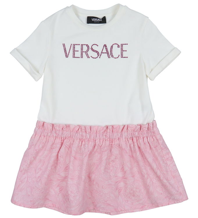 15: Versace Kjole - Hvid/Rosa m. Similisten