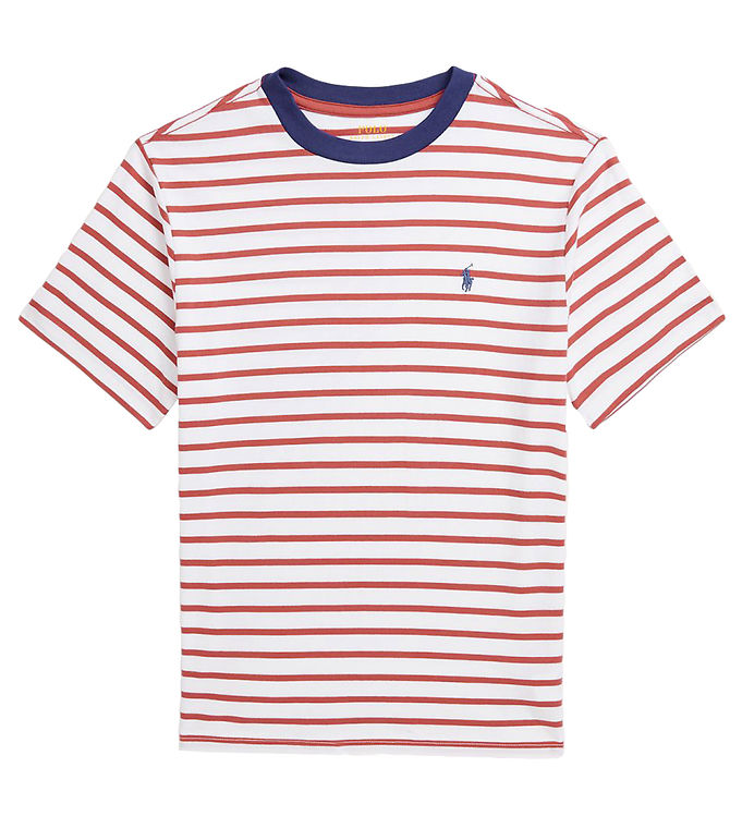 Polo Ralph Lauren T-shirt - Hvid/Rødstribet m. Navy