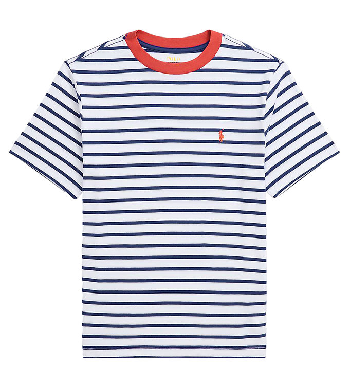 Polo Ralph Lauren T-shirt - Hvid/Navystribet m. Rød