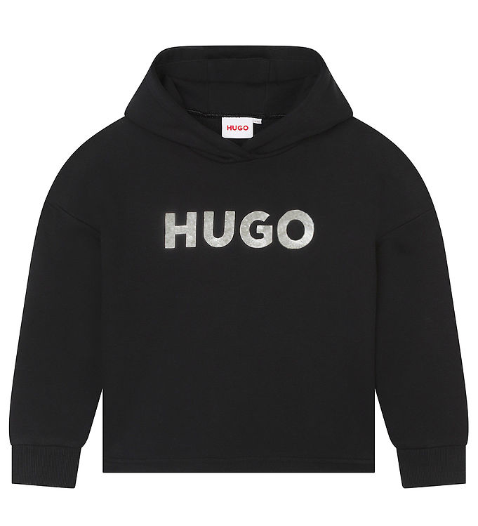 HUGO Hættetrøje - Sort m. Sølv