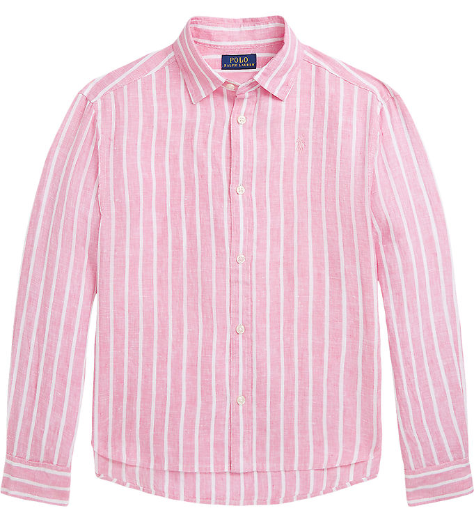 Polo Ralph Lauren Skjorte - Lismore - Hør - Pink/Hvidstribet