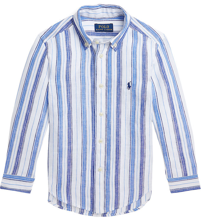 Polo Ralph Lauren Skjorte - Hør - Blå/Hvidstribet