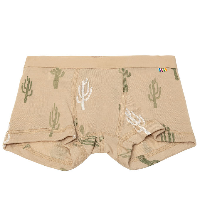 6: Joha Boxershorts - Uld/Silke - Beige m. Kaktus