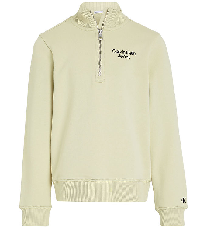 11: Calvin Klein Sweatshirt - Terry Half-Zip - Green Haze