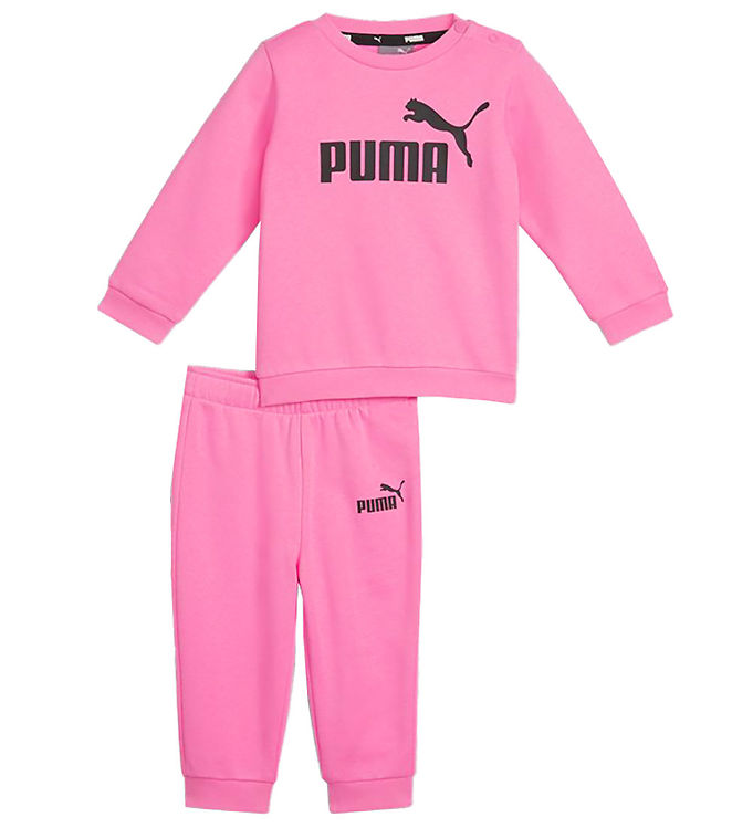 9: Puma Sweatsæt - Minicats ESS Crew Jogger - Fast Pink