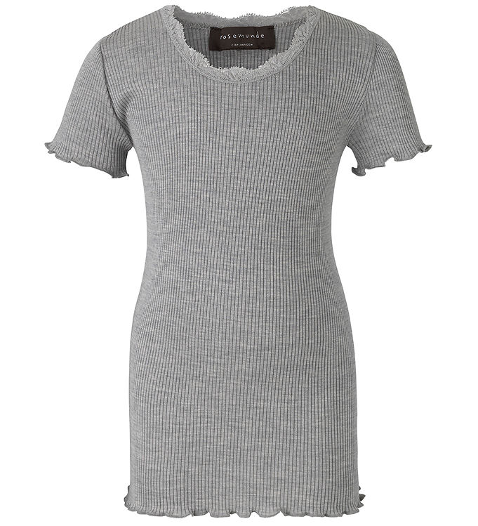 10: Rosemunde T-shirt - Silke/Bomuld - Noos - Light Grey Melange