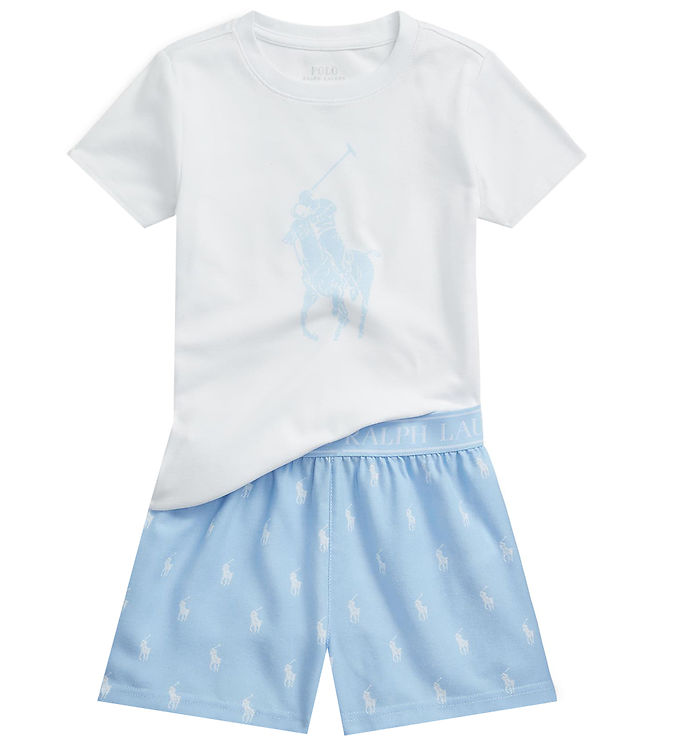 Polo Ralph Lauren Shirt Shorts Elite Blue Hvid Logoer