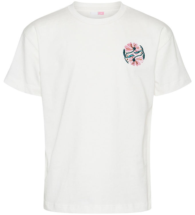 5: Vero Moda Girl T-shirt - VmLeeolly - Snow White/Pink Flowers