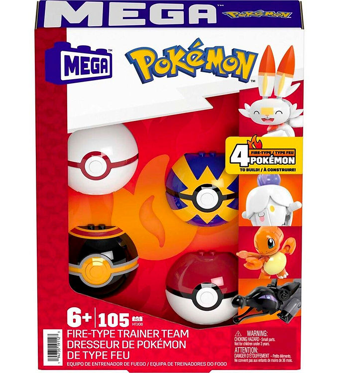 MEGA Bloks Pokémonfigurer - Fire-Type Train Team 4 Poke Balls unisex