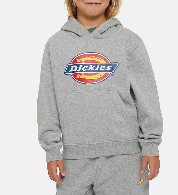 12: Dickies Hættetrøje - Youth Logo - Heather Gray