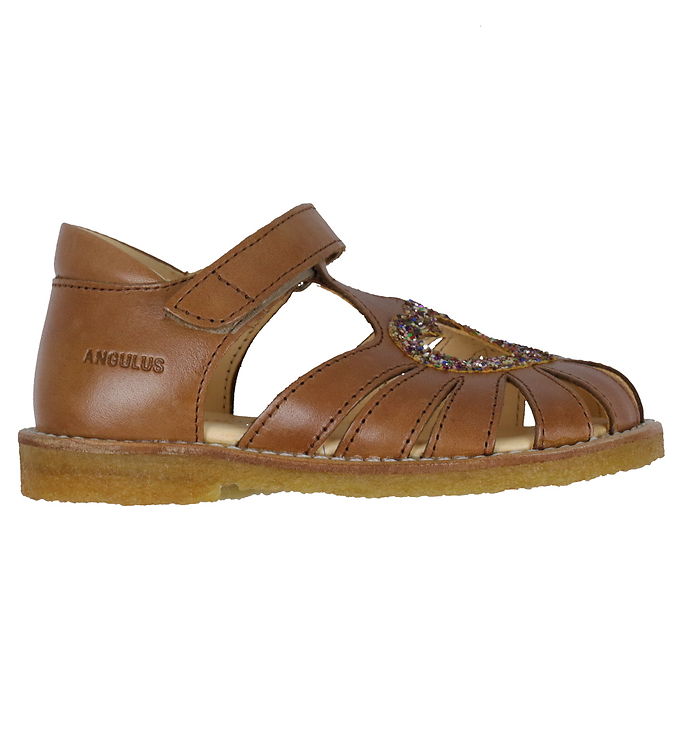 Angulus Sandaler – Hjertesandal – Tan/Multi Glitter