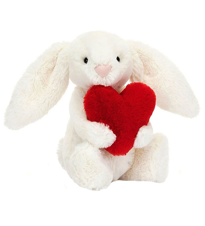 Jellycat Bamse - Small 18x9 cm Red Love Heart Bashful Bunny unisex