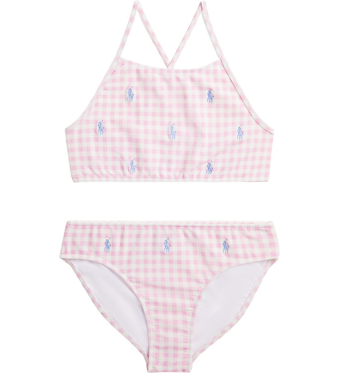 Billede af Polo Ralph Lauren Bikini - Pink/Hvidternet m. Logoer